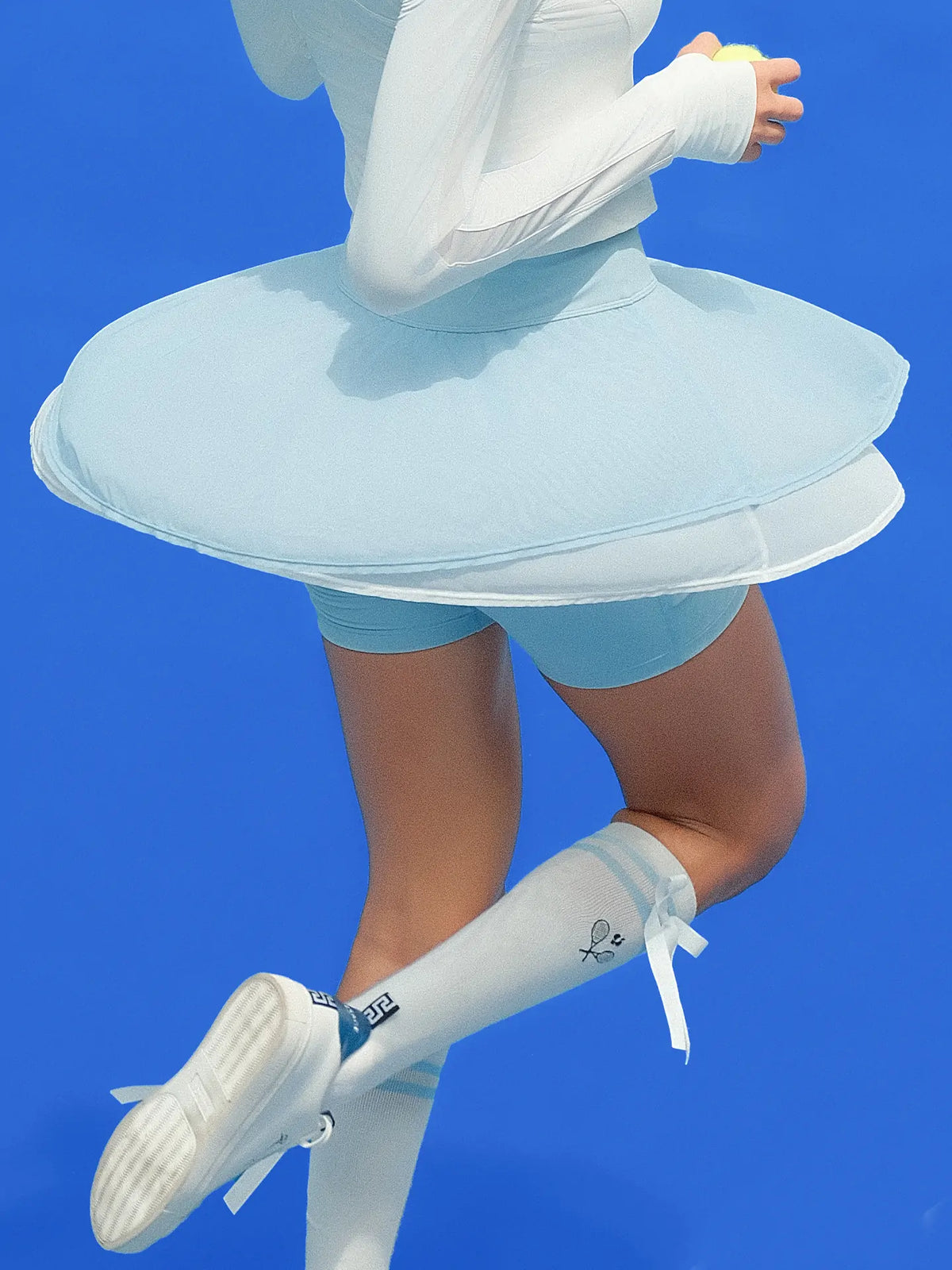 ARLENE Double-Layered Mesh 2-in-1 Sky Blue Skirt