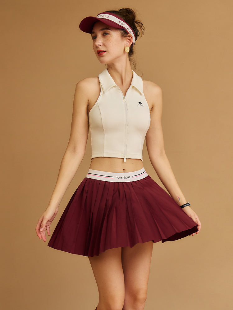 Nysia 2-in-1 Pleated Tennis Skirt - Sangria Red