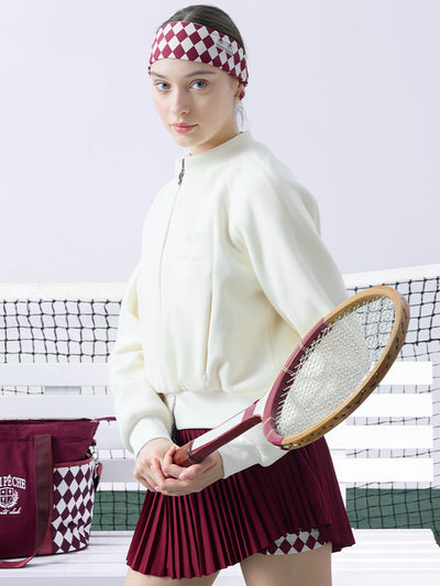 Cream Fleece Zip-Up Tennis Jacket