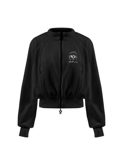 Black Fleece Zip-Up Tennis Jacket