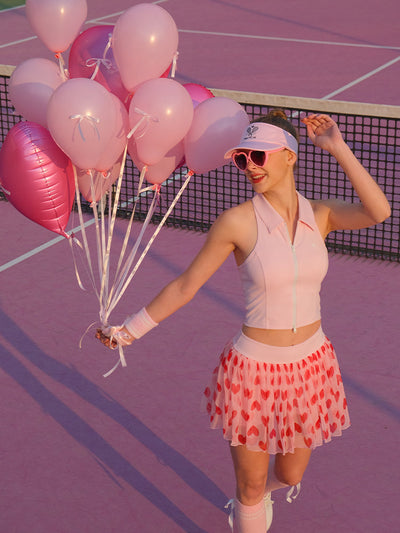 Rosaline Zip Front Sleeveless Top - Cherry Blossom Pink