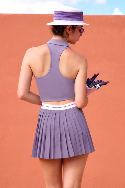 Cecilia Zip Front Sleeveless Top - Lavender Purple