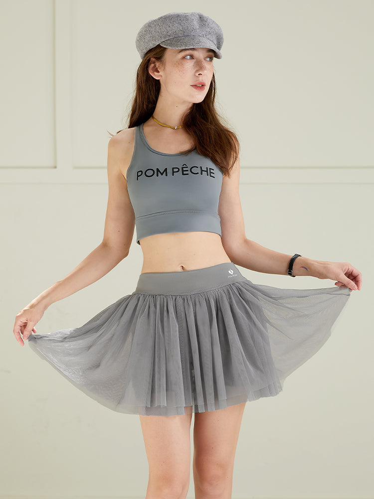 Ivanca Double Layer Mesh Tennis Skirt - Misty Grey
