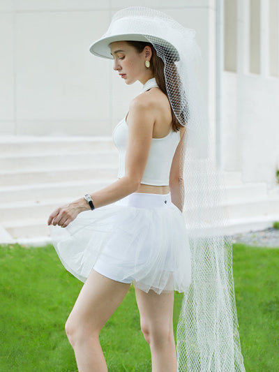 Lola Double Layer Mesh Pure White Tennis Skirt - Paris White