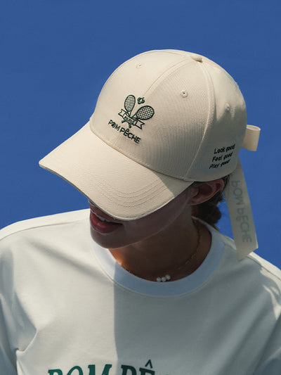 ANN Hardtop Bow Tennis Cap - Off-White