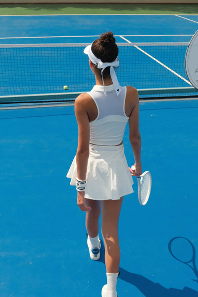 BURNELL Half-Zip Polo Tank Top - Paris White