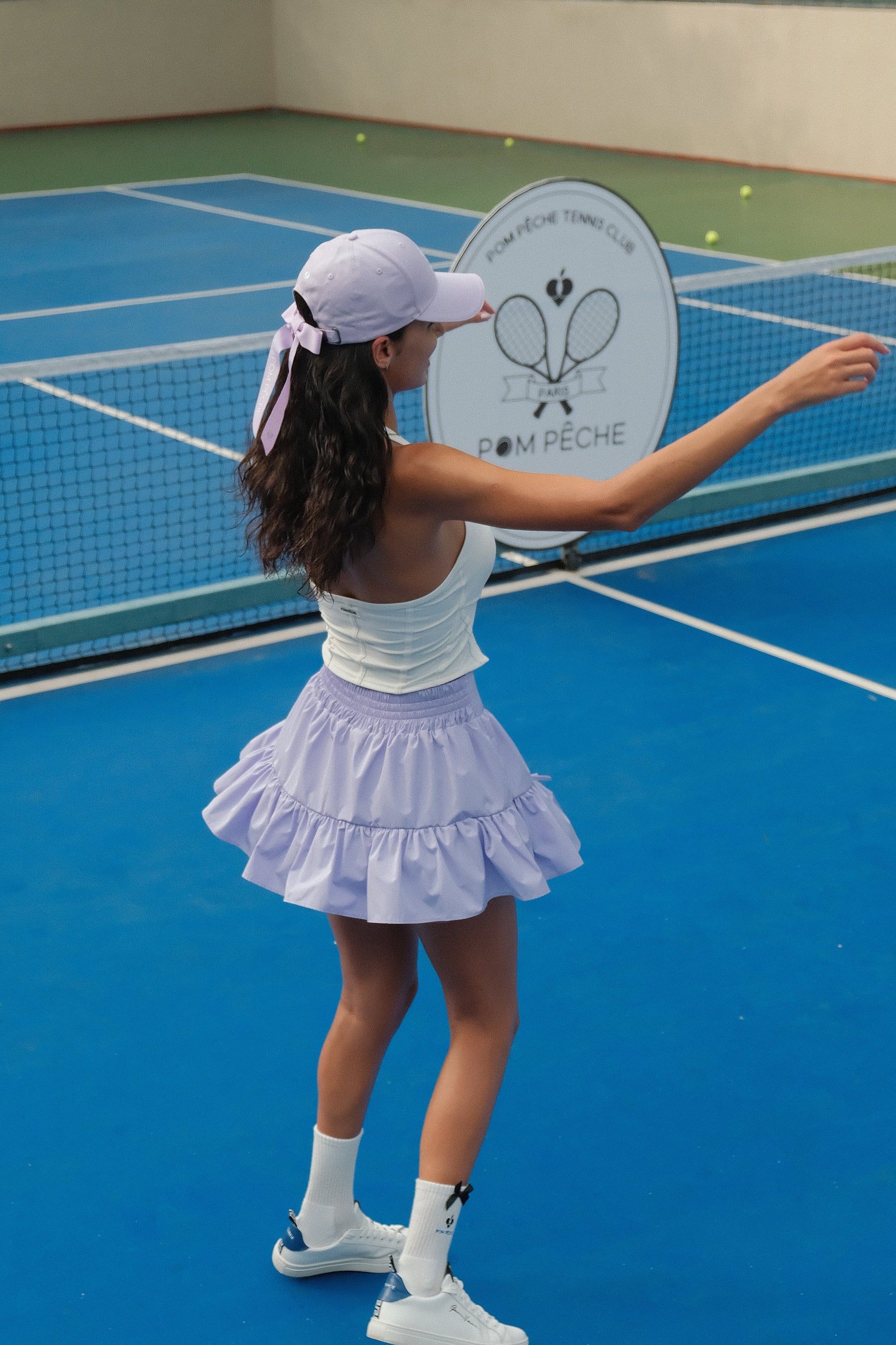 PHYLLIS Bow Puffy Tennis Skirt - Lavender Purple