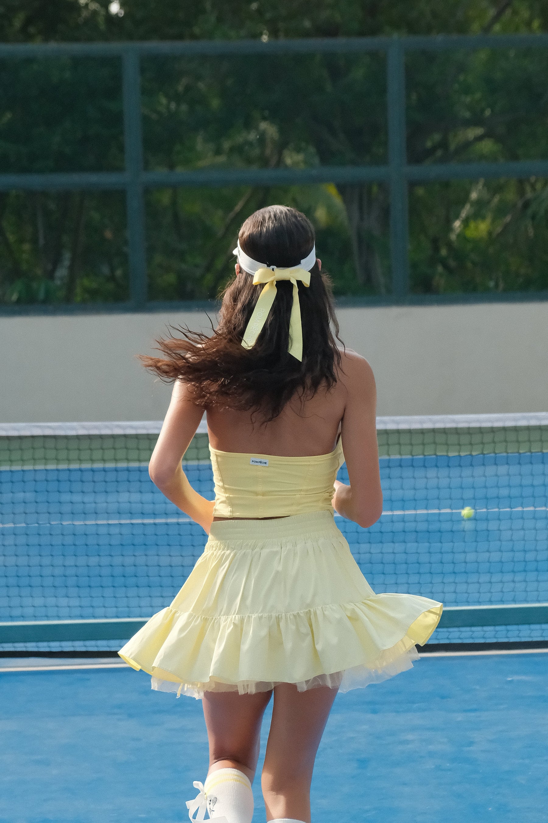 VICKY Bow Puffy Tennis Skirt - Lemon Yellow