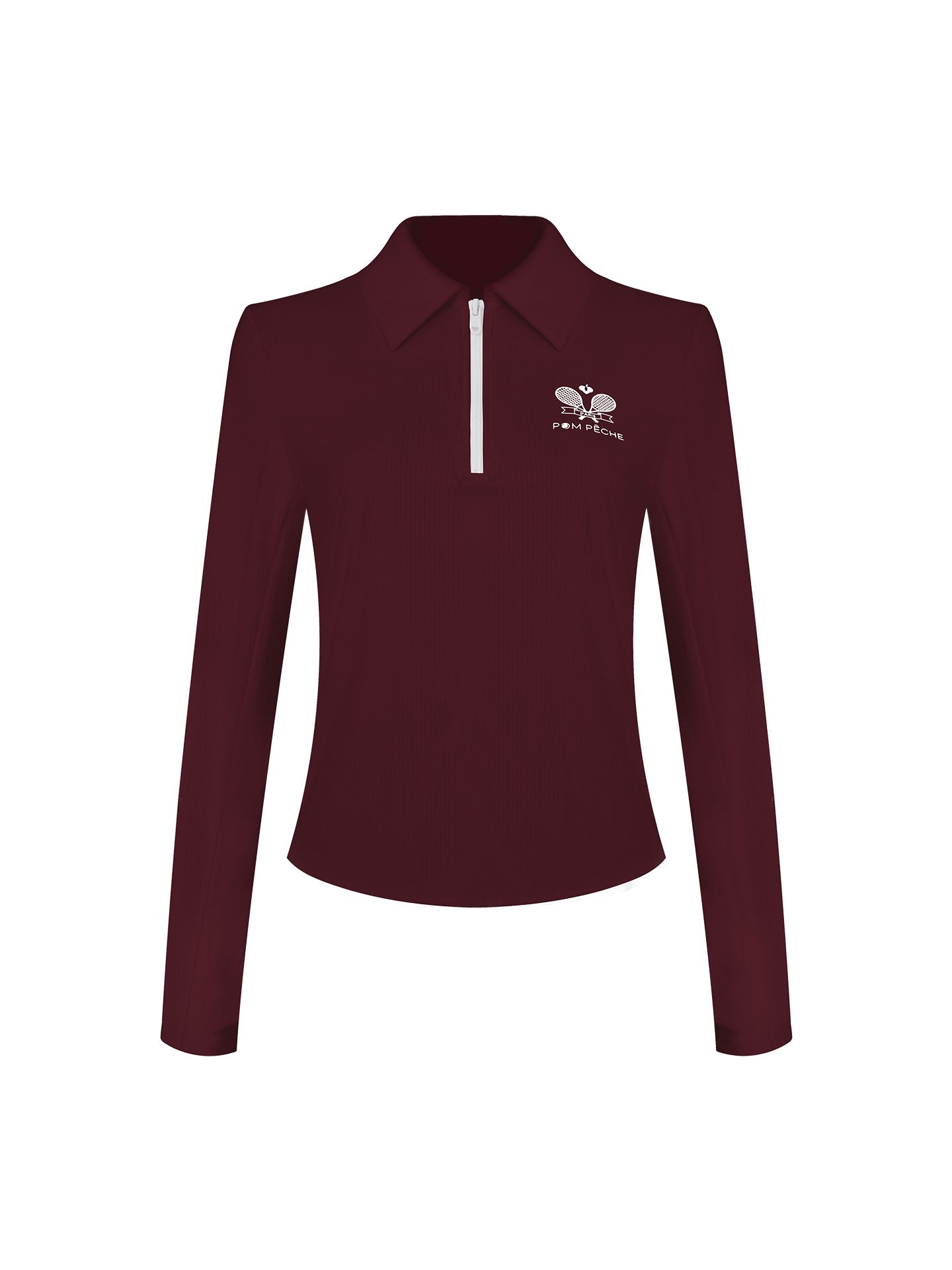 Half-Zip Tennis Collar Top - Wine Red