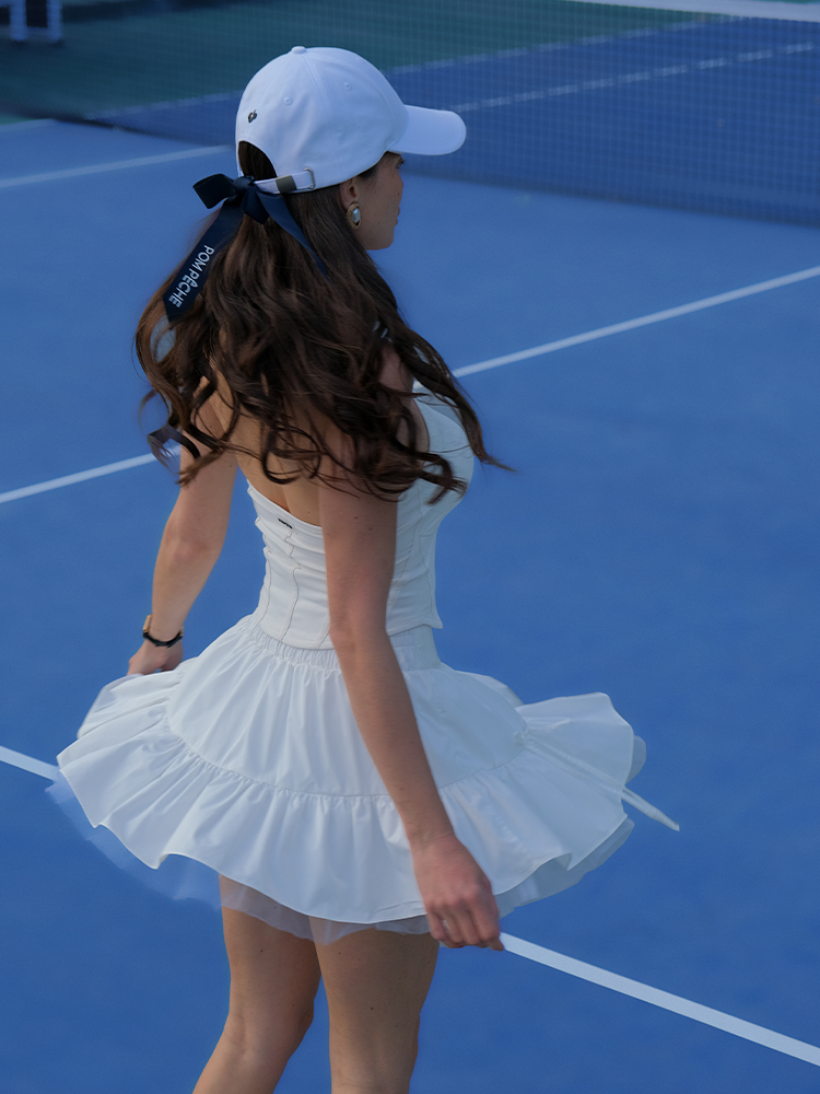 Isla Bow Puffy Tennis Skirt - Paris White