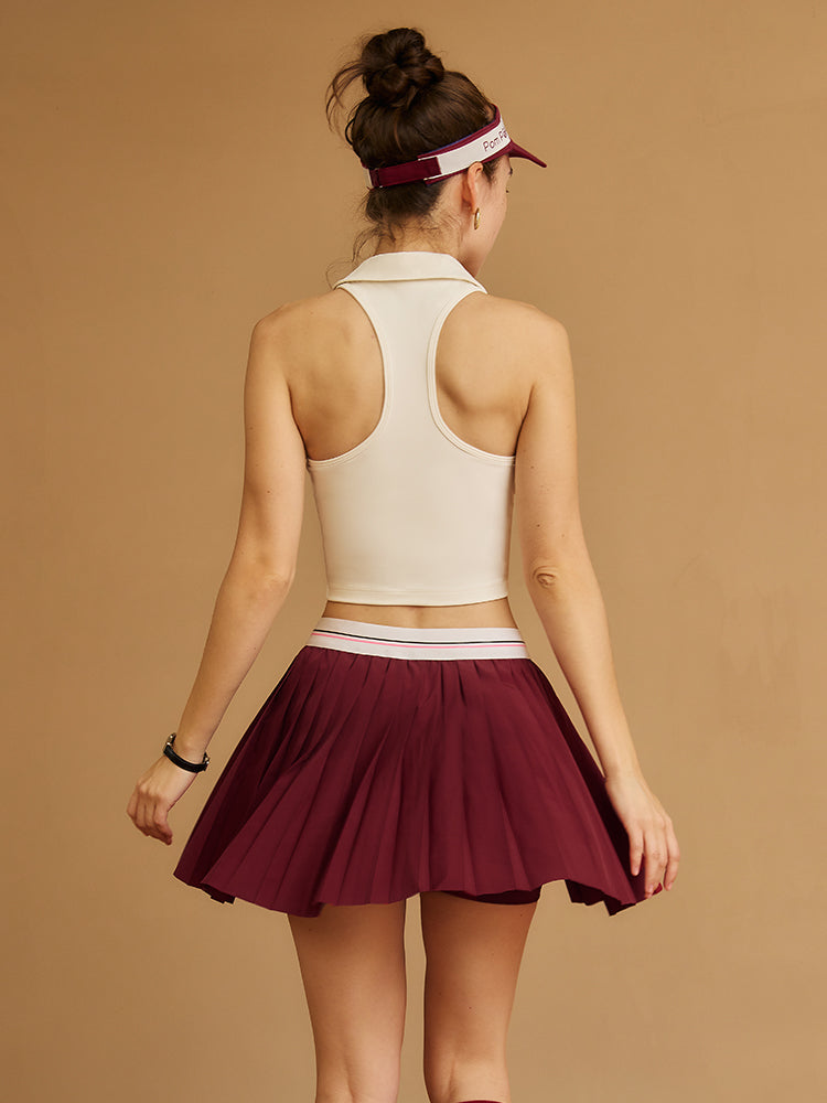 Nysia 2-in-1 Pleated  Tennis Skirt - Sangria Red