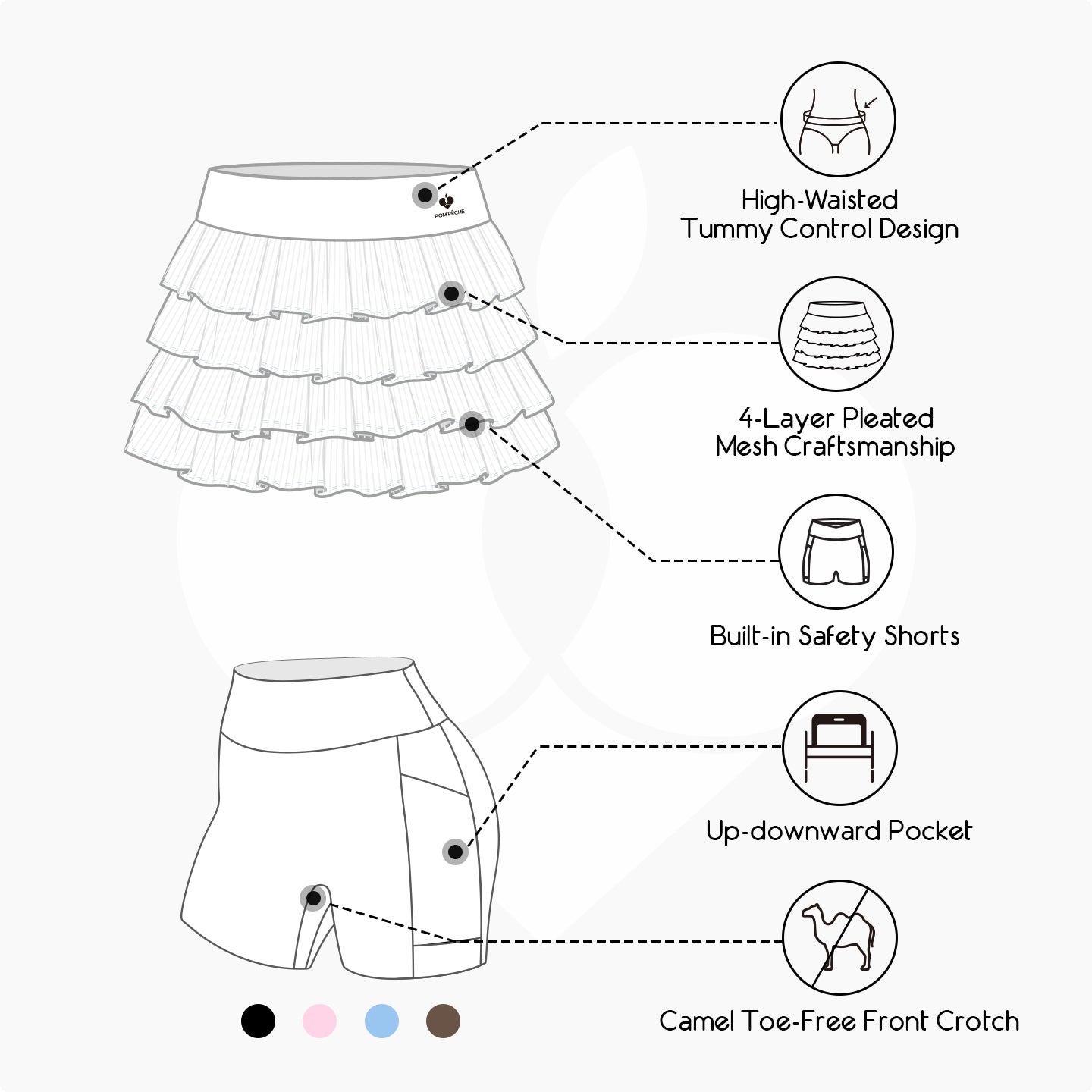 GLADYS Tiered Tennis Skirt - Black