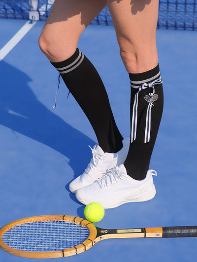 Petra Bow Tennis Crew Socks - Chanson Black