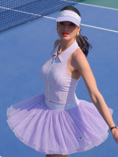 PHOEBE Double Layer Mesh Tennis Skirt - Lavender Purple