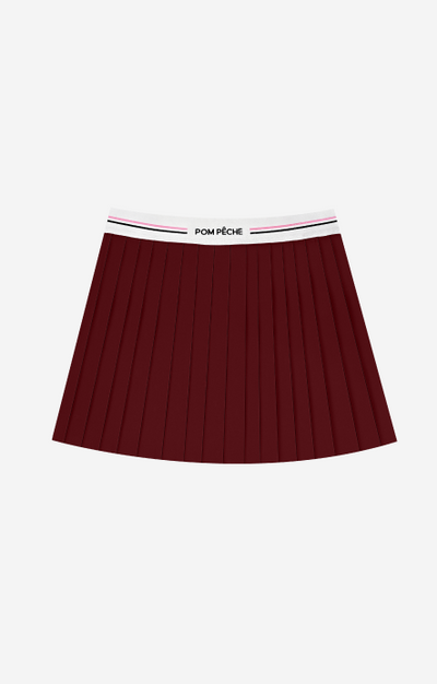 Nysia 2-in-1 Pleated  Tennis Skirt - Sangria Red