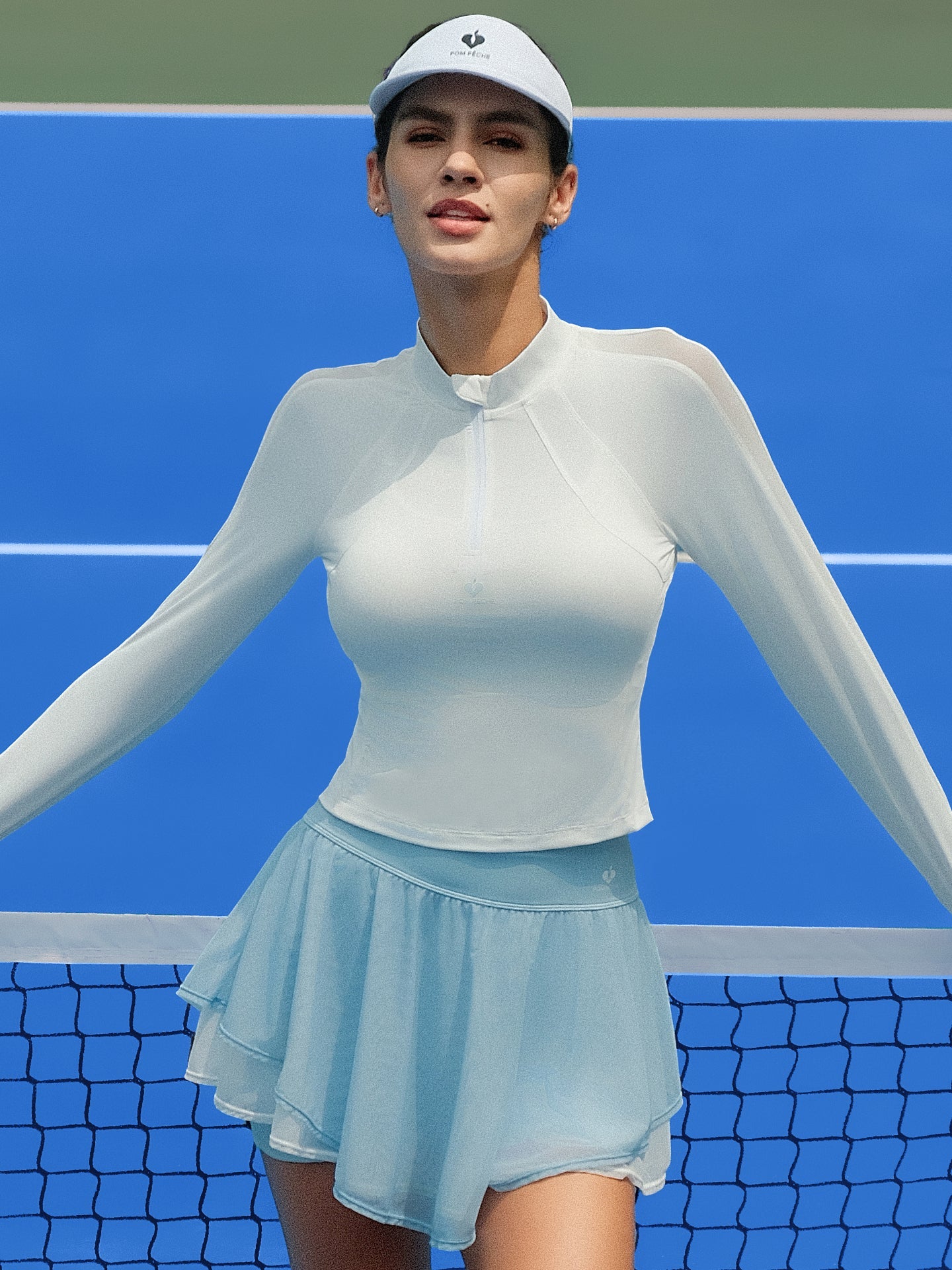 Samantha Cool Touch Mesh Sleeve Top - Paris White