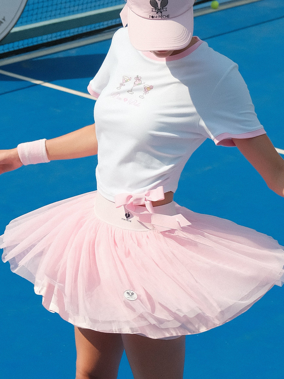 VANIA Double Layer Mesh Tennis Skirt - Cherry Blossom Pink