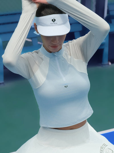 Vansessa Cool Touch Mesh Sleeve Top - Sky Blue