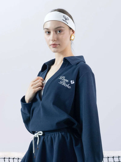 Chic Tennis Sweatshirt - Navy Blue