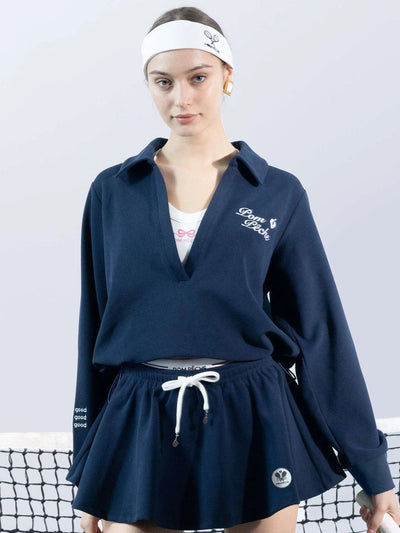 Chic Tennis Sweatshirt - Navy Blue