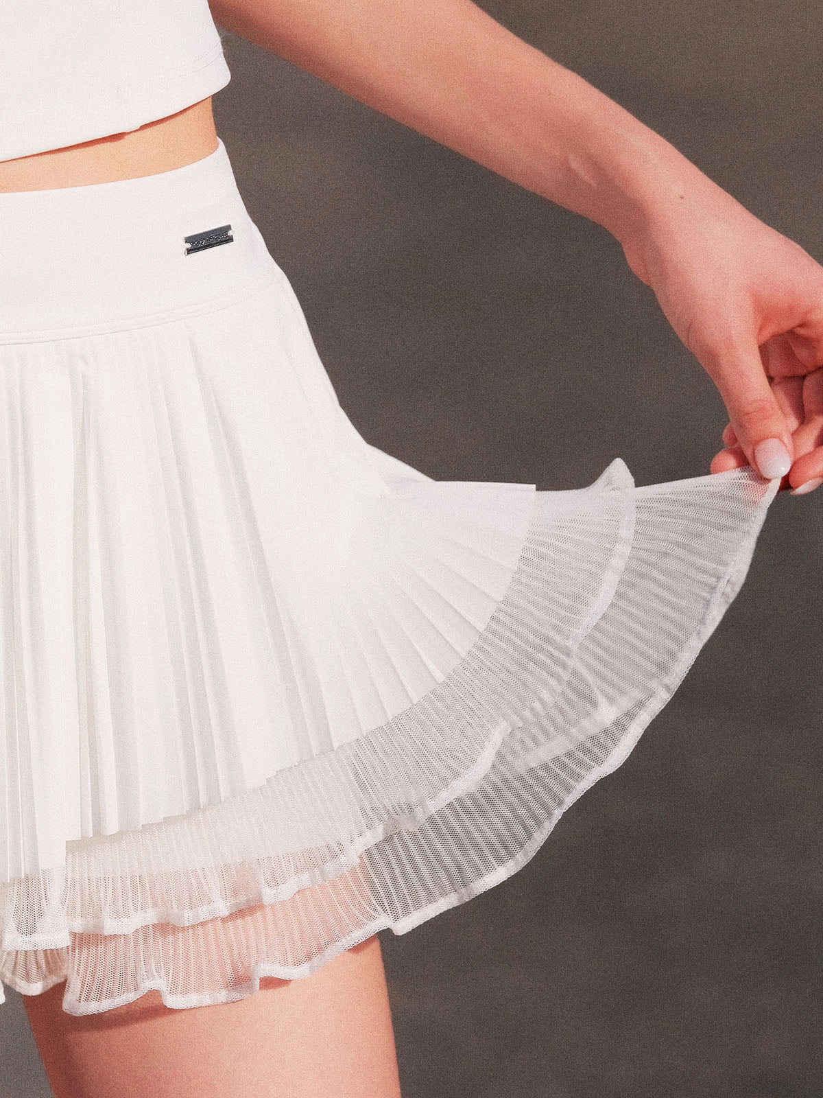 Spin™ Waltz Layered Pleated Tennis Skirt - White
