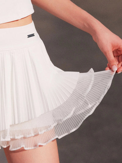 Spin™ Waltz Layered Pleated Tennis Skirt - White