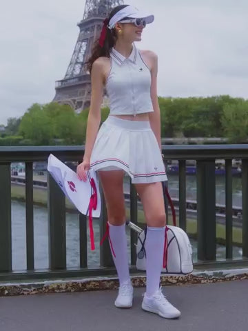 High Rise Tennis Skirt with pockets White - Limited Edition